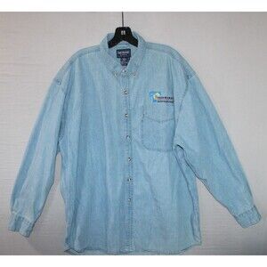 Vintage Telemundo International Denim Shirt XL South Bay Sportswear Latin RARE